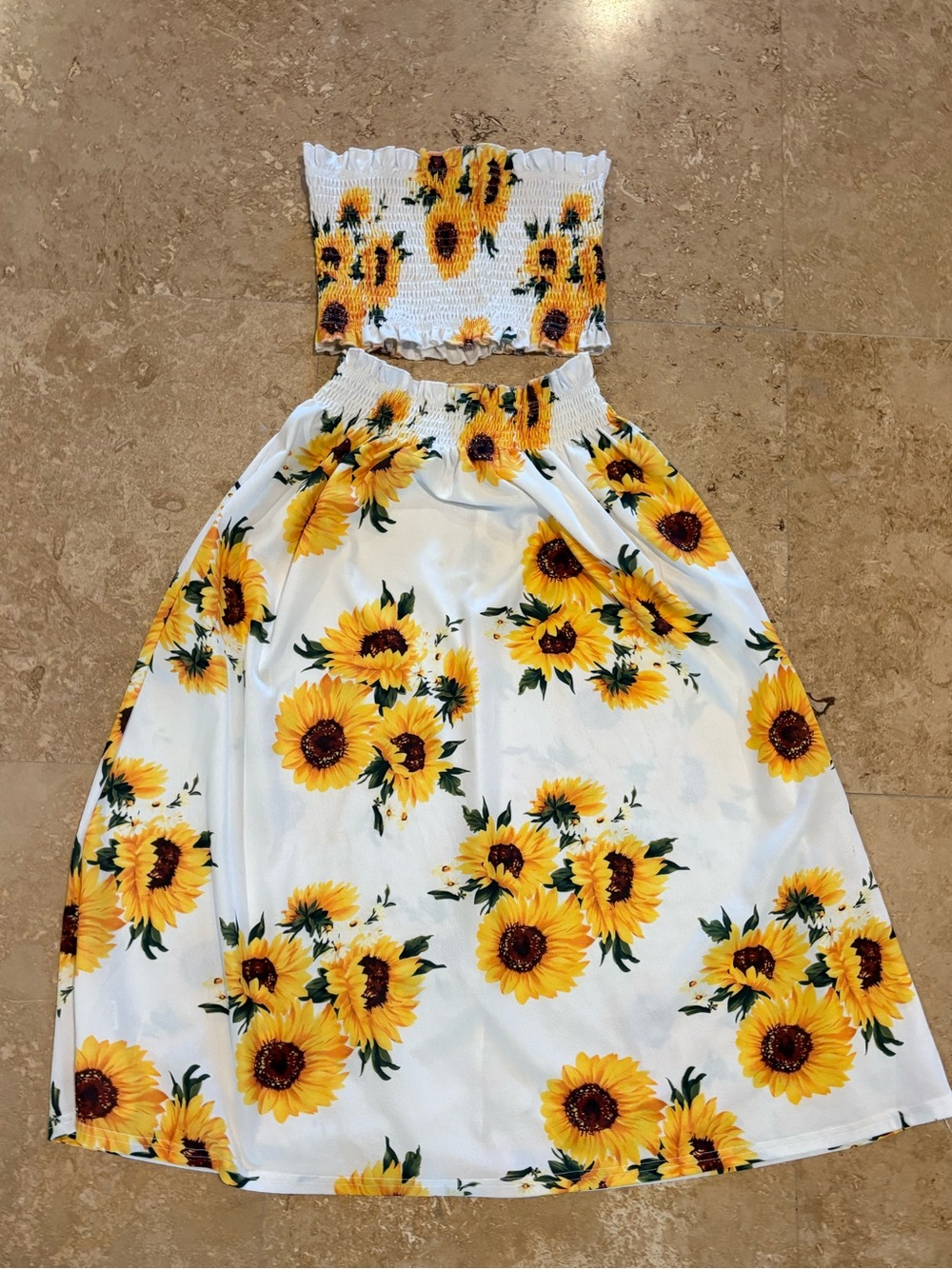 Sunflower Maxi 2 Pc Set- White & Yellow